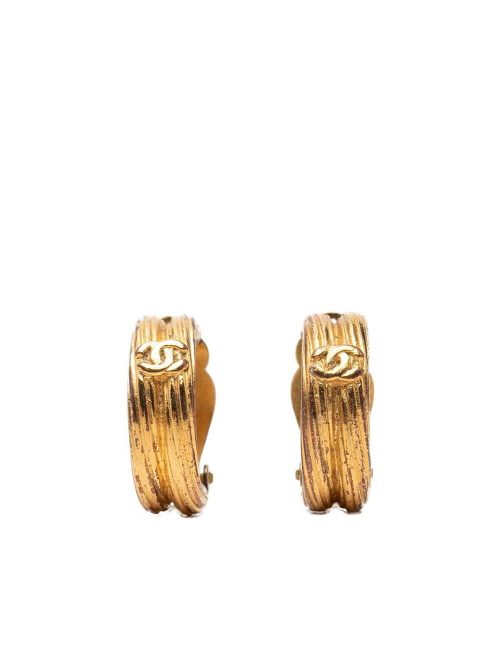 Chanel Cc Logo Hoop Clip-On Earrings #377936C57B